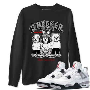 Sneakerhead Social Club sneaker match t-shirt styled to complete your fit with the Air Jordan 4 White Cement sneakers, shown in Black 1.
