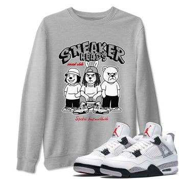 Sneakerhead Social Club sneaker match t-shirt styled to complete your fit with the Air Jordan 4 White Cement sneakers, shown in Heather Grey 1.