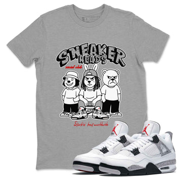 Sneakerhead Social Club sneaker match t-shirt styled to complete your fit with the Air Jordan 4 White Cement sneakers, shown in Heather Grey 1.