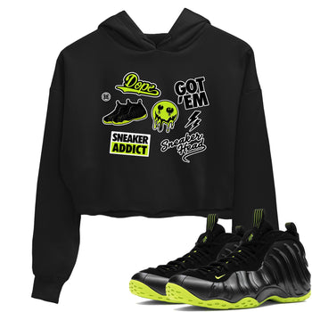 Foams One Black Volt shirts to match jordans Sneakerhead Sticker sneaker match tees Air Foamposite One Black and Volt match shoes to clothes SNRT Sneaker Tees unisex cotton Black 1 crop tee