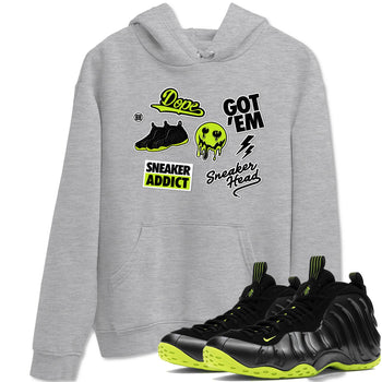 Foams One Black Volt shirts to match jordans Sneakerhead Sticker sneaker match tees Air Foamposite One Black and Volt match shoes to clothes SNRT Sneaker Tees unisex cotton Heather Grey 1 shirts