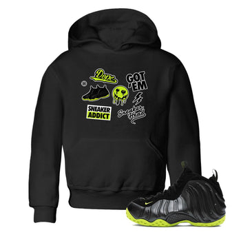 Foams One Black Volt shirts to match jordans Sneakerhead Sticker sneaker match tees Air Foamposite One Black and Volt match shoes to clothes SNRT Sneaker Tees Youth Baby Black 1 tee
