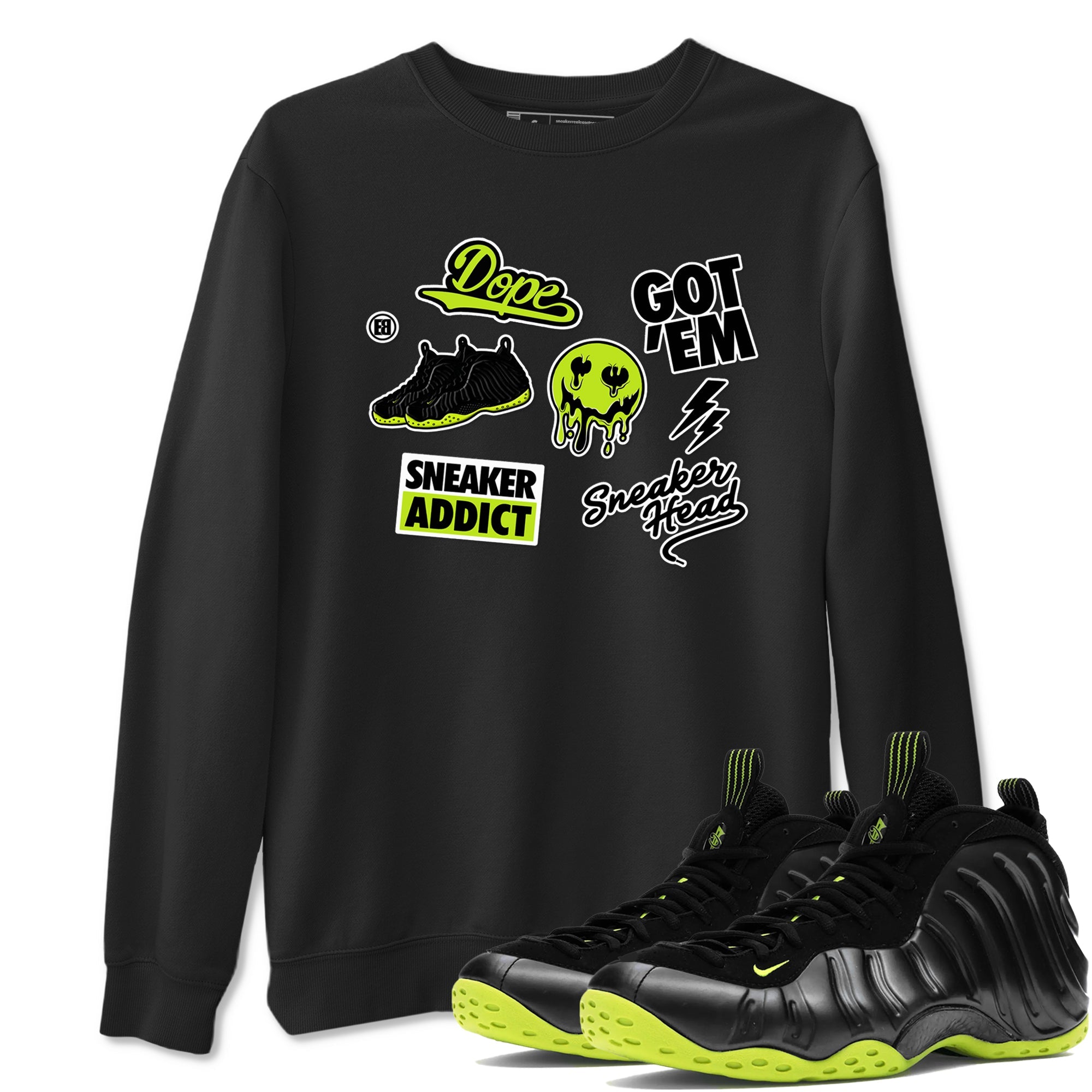 Foams One Black Volt shirts to match jordans Sneakerhead Sticker sneaker match tees Air Foamposite One Black and Volt match shoes to clothes SNRT Sneaker Tees unisex cotton Black 1 shirts