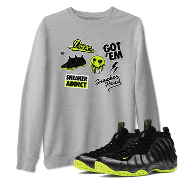 Foams One Black Volt shirts to match jordans Sneakerhead Sticker sneaker match tees Air Foamposite One Black and Volt match shoes to clothes SNRT Sneaker Tees unisex cotton Heather Grey 1 shirts