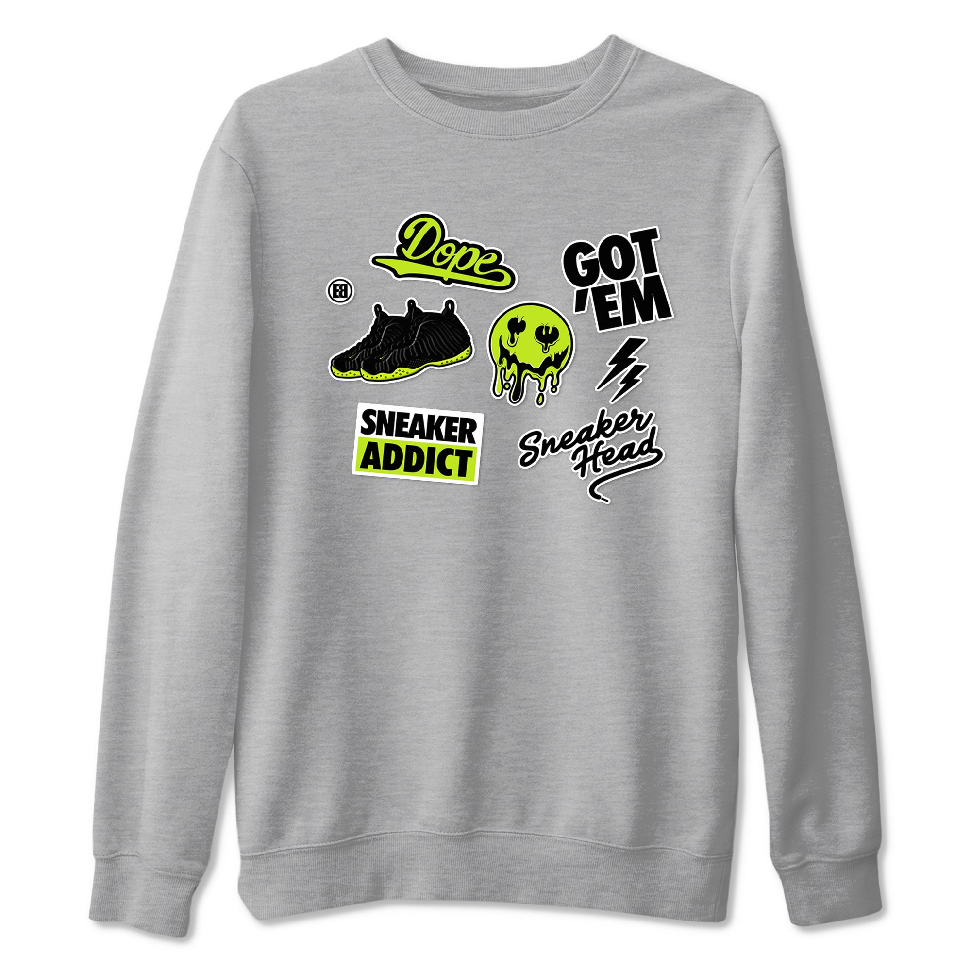 Foams One Black Volt shirts to match jordans Sneakerhead Sticker sneaker match tees Air Foamposite One Black and Volt match shoes to clothes SNRT Sneaker Tees unisex cotton Heather Grey 2 shirts