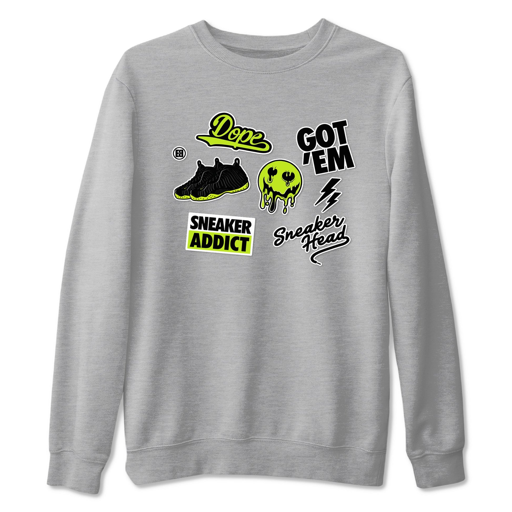 Foams One Black Volt shirts to match jordans Sneakerhead Sticker sneaker match tees Air Foamposite One Black and Volt match shoes to clothes SNRT Sneaker Tees unisex cotton Heather Grey 2 shirts
