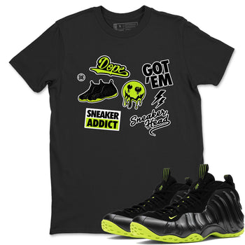Foams One Black Volt shirts to match jordans Sneakerhead Sticker sneaker match tees Air Foamposite One Black and Volt match shoes to clothes SNRT Sneaker Tees unisex cotton Black 1 shirts