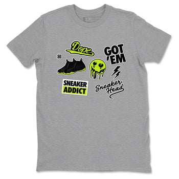 Foams One Black Volt shirts to match jordans Sneakerhead Sticker sneaker match tees Air Foamposite One Black and Volt match shoes to clothes SNRT Sneaker Tees unisex cotton Heather Grey 2 shirts
