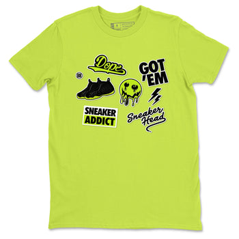 Foams One Black Volt shirts to match jordans Sneakerhead Sticker sneaker match tees Air Foamposite One Black and Volt match shoes to clothes SNRT Sneaker Tees unisex cotton Safety Green 2 shirts