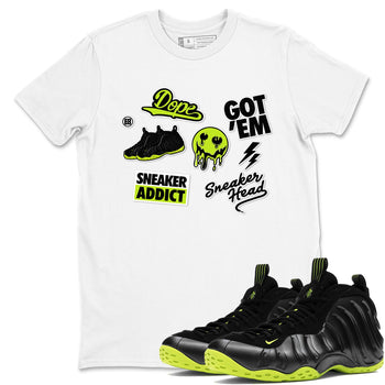 Foams One Black Volt shirts to match jordans Sneakerhead Sticker sneaker match tees Air Foamposite One Black and Volt match shoes to clothes SNRT Sneaker Tees unisex cotton White 1 shirts
