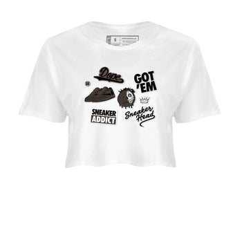 1s Travis Scott Velvet Brown shirts to match jordans Sneakerhead Sticker best t shirts to wear with jordans Travis Scott x Air Jordan 1 Low OG Velvet Brown match shoes to clothes SNRT Sneaker Tees unisex cotton White 2 crop tee