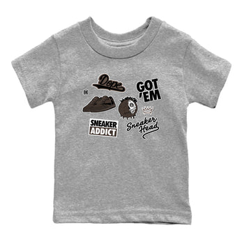 1s Travis Scott Velvet Brown shirts to match jordans Sneakerhead Sticker best t shirts to wear with jordans Travis Scott x Air Jordan 1 Low OG Velvet Brown match shoes to clothes SNRT Sneaker Tees Youth Baby Heather Grey 2 tee