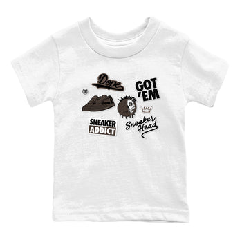 1s Travis Scott Velvet Brown shirts to match jordans Sneakerhead Sticker best t shirts to wear with jordans Travis Scott x Air Jordan 1 Low OG Velvet Brown match shoes to clothes SNRT Sneaker Tees Youth Baby White 2 tee