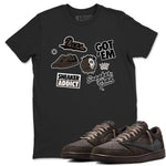 1s Travis Scott Velvet Brown shirts to match jordans Sneakerhead Sticker best t shirts to wear with jordans Travis Scott x Air Jordan 1 Low OG Velvet Brown match shoes to clothes SNRT Sneaker Tees unisex cotton Black 1 shirts