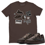 1s Travis Scott Velvet Brown shirts to match jordans Sneakerhead Sticker best t shirts to wear with jordans Travis Scott x Air Jordan 1 Low OG Velvet Brown match shoes to clothes SNRT Sneaker Tees unisex cotton Dark Chocolate 1 shirts