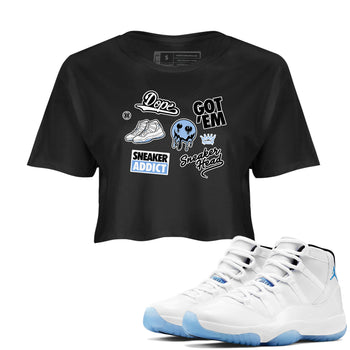 11s Legend Blue shirts to match jordans Sneakerhead Sticker sneaker match tees Air Jordan 11 Legend Blue match shoes to clothes SNRT Sneaker Tees unisex cotton Black 1 crop tee