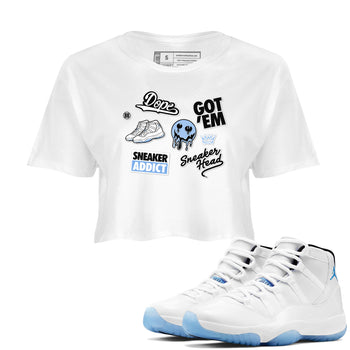 11s Legend Blue shirts to match jordans Sneakerhead Sticker sneaker match tees Air Jordan 11 Legend Blue match shoes to clothes SNRT Sneaker Tees unisex cotton White 1 crop tee