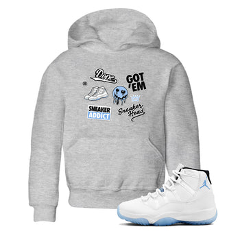 11s Legend Blue shirts to match jordans Sneakerhead Sticker sneaker match tees Air Jordan 11 Legend Blue match shoes to clothes SNRT Sneaker Tees Youth Baby Heather Grey 1 tee