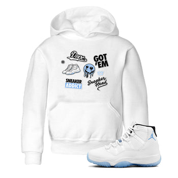11s Legend Blue shirts to match jordans Sneakerhead Sticker sneaker match tees Air Jordan 11 Legend Blue match shoes to clothes SNRT Sneaker Tees Youth Baby White 1 tee