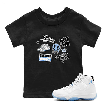 11s Legend Blue shirts to match jordans Sneakerhead Sticker sneaker match tees Air Jordan 11 Legend Blue match shoes to clothes SNRT Sneaker Tees Youth Baby Black 1 tee