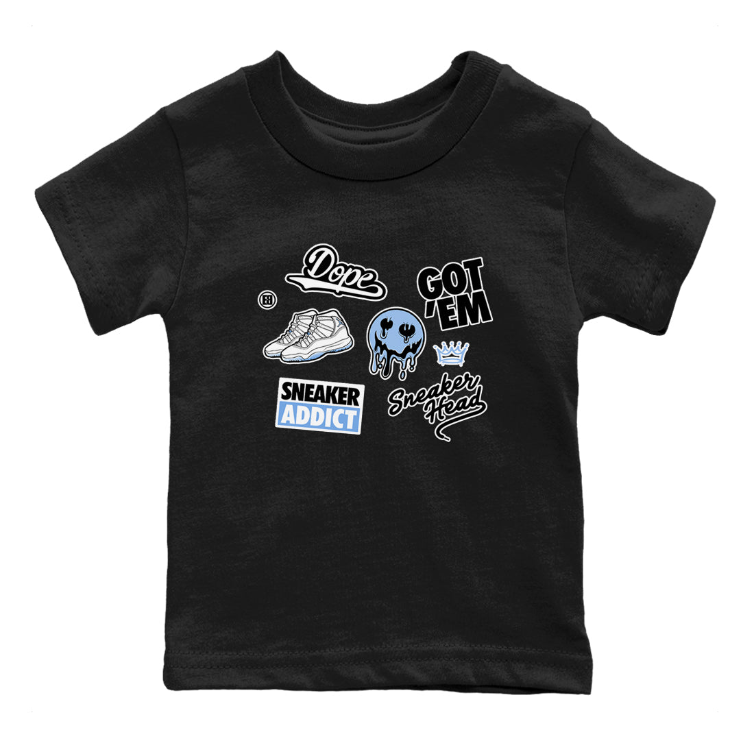11s Legend Blue shirts to match jordans Sneakerhead Sticker sneaker match tees Air Jordan 11 Legend Blue match shoes to clothes SNRT Sneaker Tees Youth Baby Black 2 tee