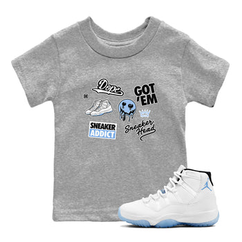 11s Legend Blue shirts to match jordans Sneakerhead Sticker sneaker match tees Air Jordan 11 Legend Blue match shoes to clothes SNRT Sneaker Tees Youth Baby Heather Grey 1 tee