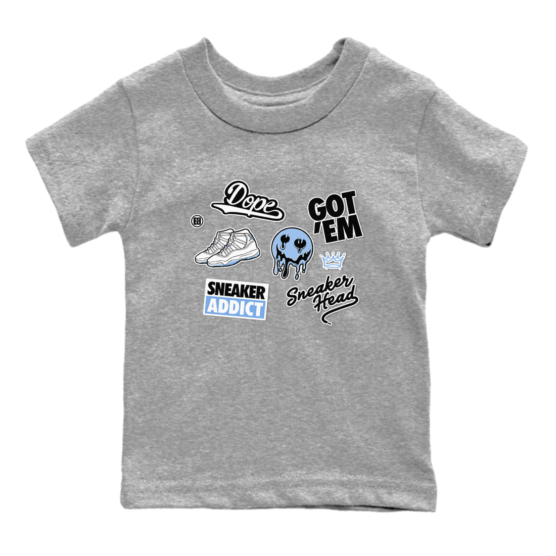 11s Legend Blue shirts to match jordans Sneakerhead Sticker sneaker match tees Air Jordan 11 Legend Blue match shoes to clothes SNRT Sneaker Tees Youth Baby Heather Grey 2 tee