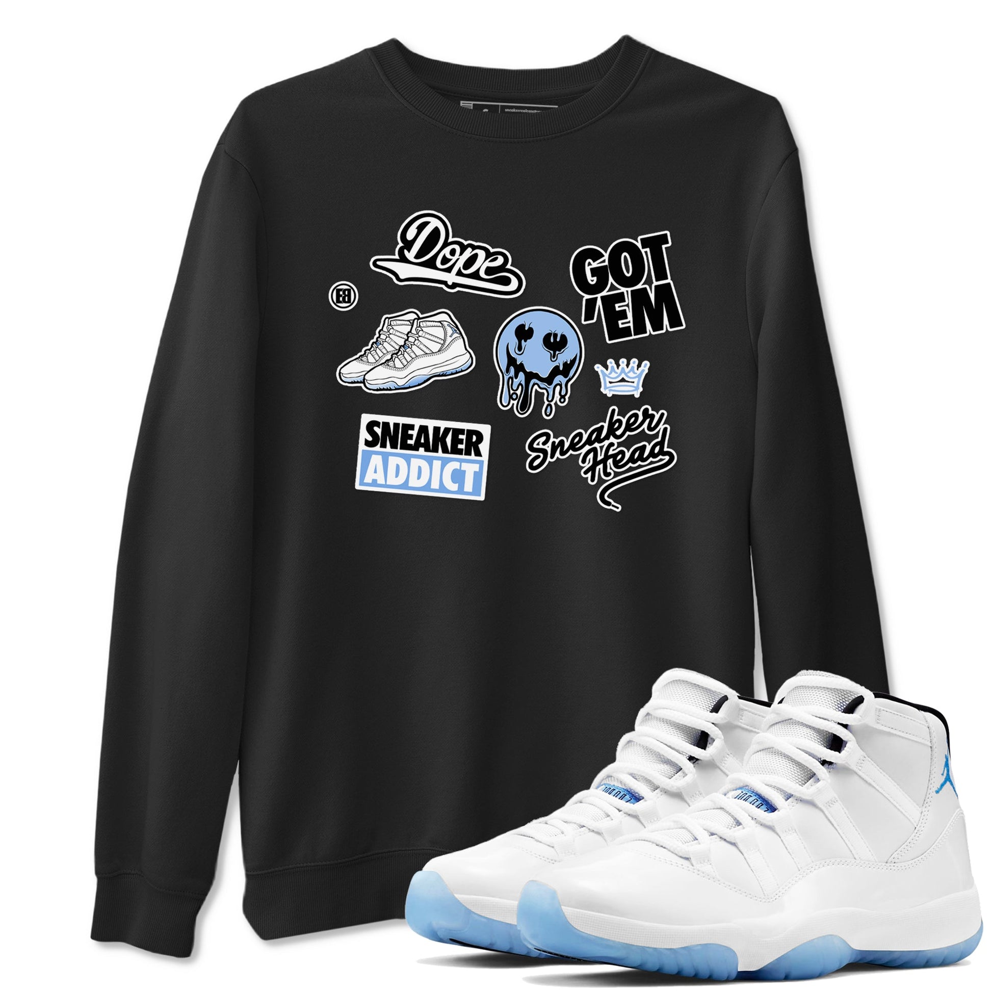 11s Legend Blue shirts to match jordans Sneakerhead Sticker sneaker match tees Air Jordan 11 Legend Blue match shoes to clothes SNRT Sneaker Tees unisex cotton Black 1 shirts