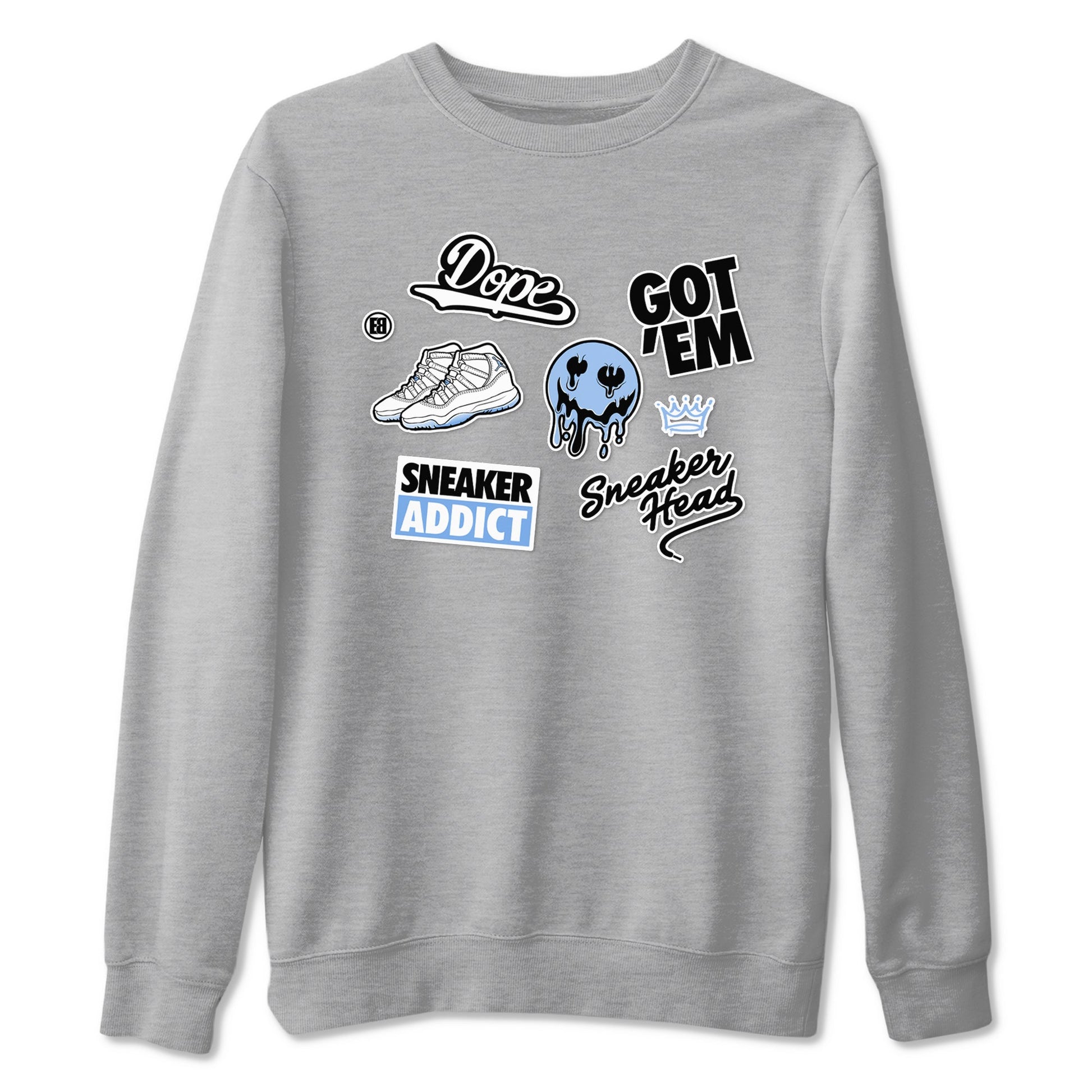 11s Legend Blue shirts to match jordans Sneakerhead Sticker sneaker match tees Air Jordan 11 Legend Blue match shoes to clothes SNRT Sneaker Tees unisex cotton Heather Grey 2 shirts