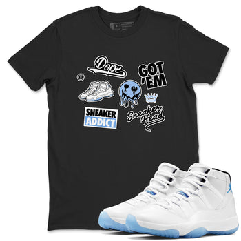 11s Legend Blue shirts to match jordans Sneakerhead Sticker sneaker match tees Air Jordan 11 Legend Blue match shoes to clothes SNRT Sneaker Tees unisex cotton Black 1 shirts
