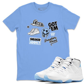 11s Legend Blue shirts to match jordans Sneakerhead Sticker sneaker match tees Air Jordan 11 Legend Blue match shoes to clothes SNRT Sneaker Tees unisex cotton Carolina Blue 1 shirts