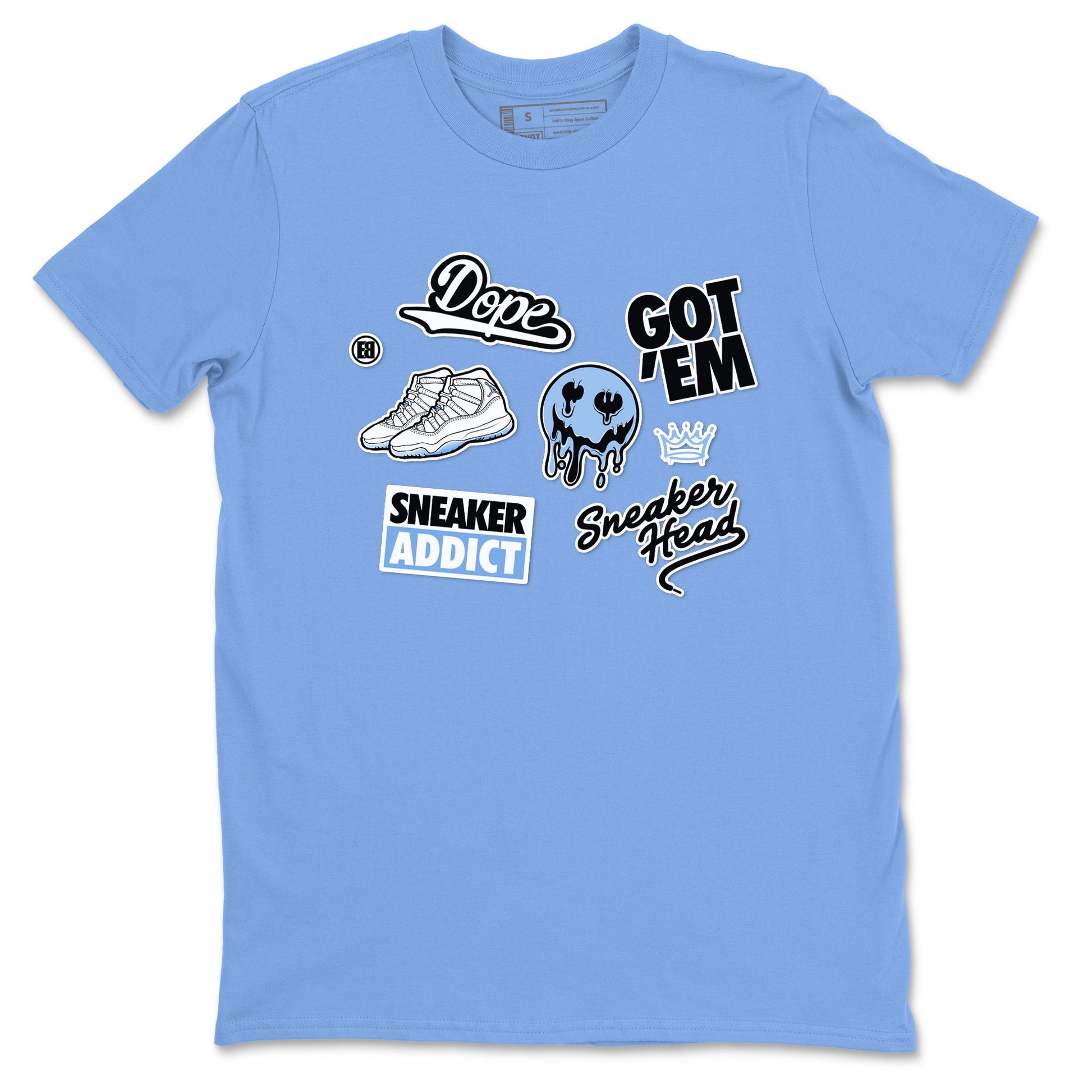 11s Legend Blue shirts to match jordans Sneakerhead Sticker sneaker match tees Air Jordan 11 Legend Blue match shoes to clothes SNRT Sneaker Tees unisex cotton Carolina Blue 2 shirts