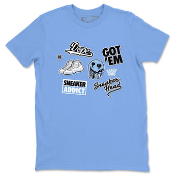 11s Legend Blue shirts to match jordans Sneakerhead Sticker sneaker match tees Air Jordan 11 Legend Blue match shoes to clothes SNRT Sneaker Tees unisex cotton Carolina Blue 2 shirts
