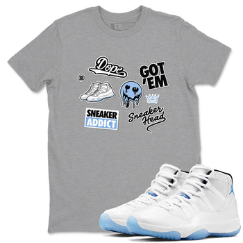 11s Legend Blue shirts to match jordans Sneakerhead Sticker sneaker match tees Air Jordan 11 Legend Blue match shoes to clothes SNRT Sneaker Tees unisex cotton Heather Grey 1 shirts
