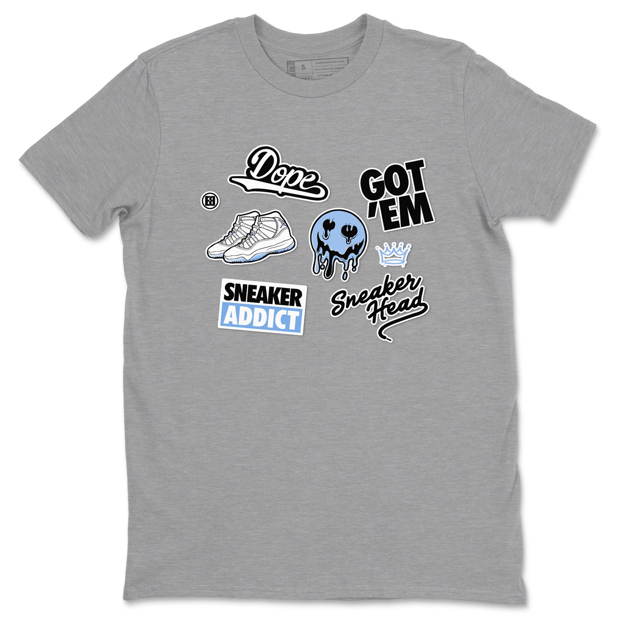 11s Legend Blue shirts to match jordans Sneakerhead Sticker sneaker match tees Air Jordan 11 Legend Blue match shoes to clothes SNRT Sneaker Tees unisex cotton Heather Grey 2 shirts