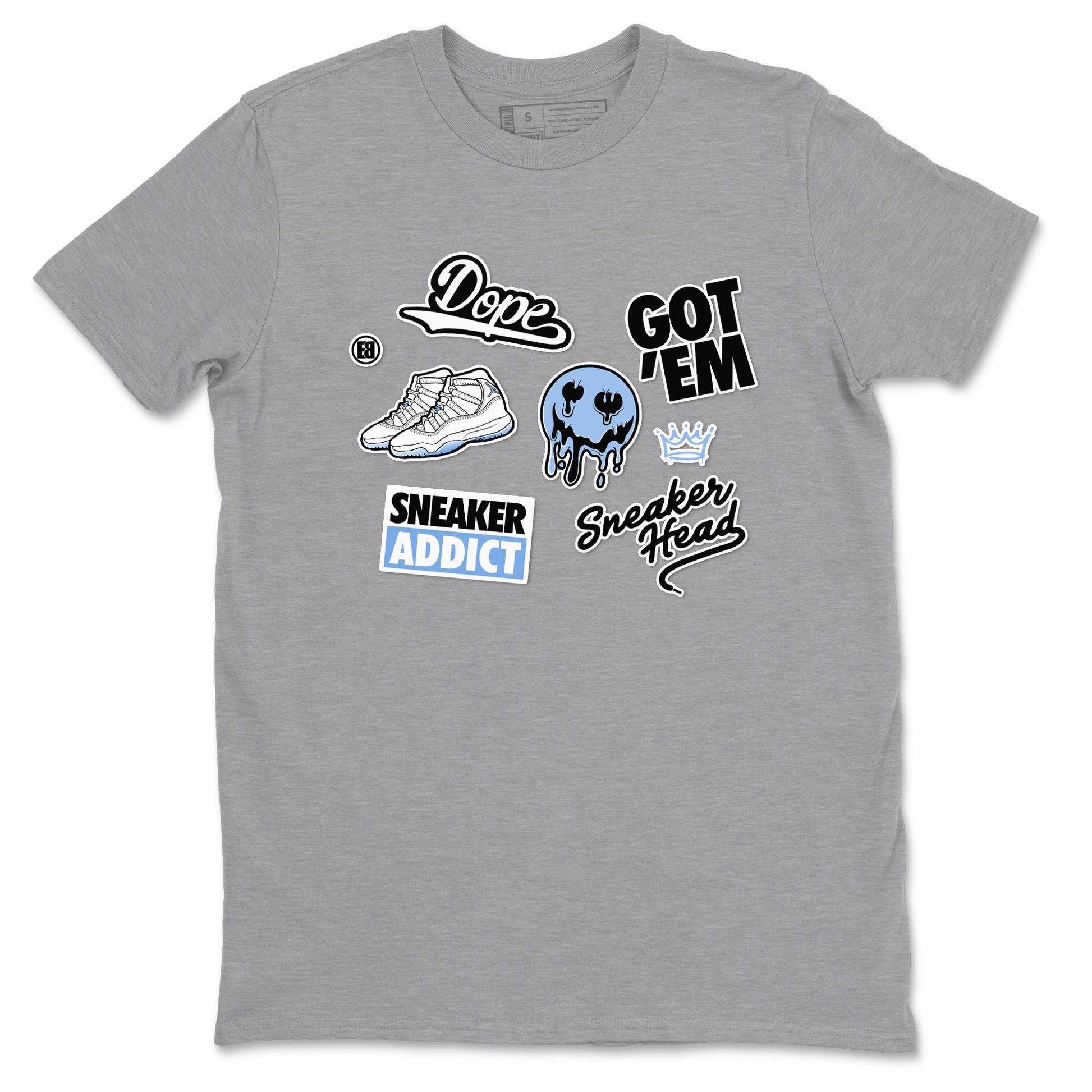 11s Legend Blue shirts to match jordans Sneakerhead Sticker sneaker match tees Air Jordan 11 Legend Blue match shoes to clothes SNRT Sneaker Tees unisex cotton Heather Grey 2 shirts