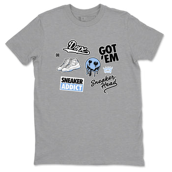 11s Legend Blue shirts to match jordans Sneakerhead Sticker sneaker match tees Air Jordan 11 Legend Blue match shoes to clothes SNRT Sneaker Tees unisex cotton Heather Grey 2 shirts