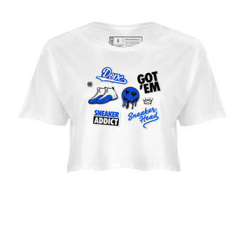 12s Blueberry shirts to match jordans Sneakerhead Sticker sneaker match tees Air Jordan 12 White Game Royal match shoes to clothes SNRT Sneaker Tees unisex cotton White 2 crop tee