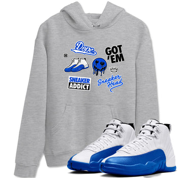 12s Blueberry shirts to match jordans Sneakerhead Sticker sneaker match tees Air Jordan 12 White Game Royal match shoes to clothes SNRT Sneaker Tees unisex cotton Heather Grey 1 shirts