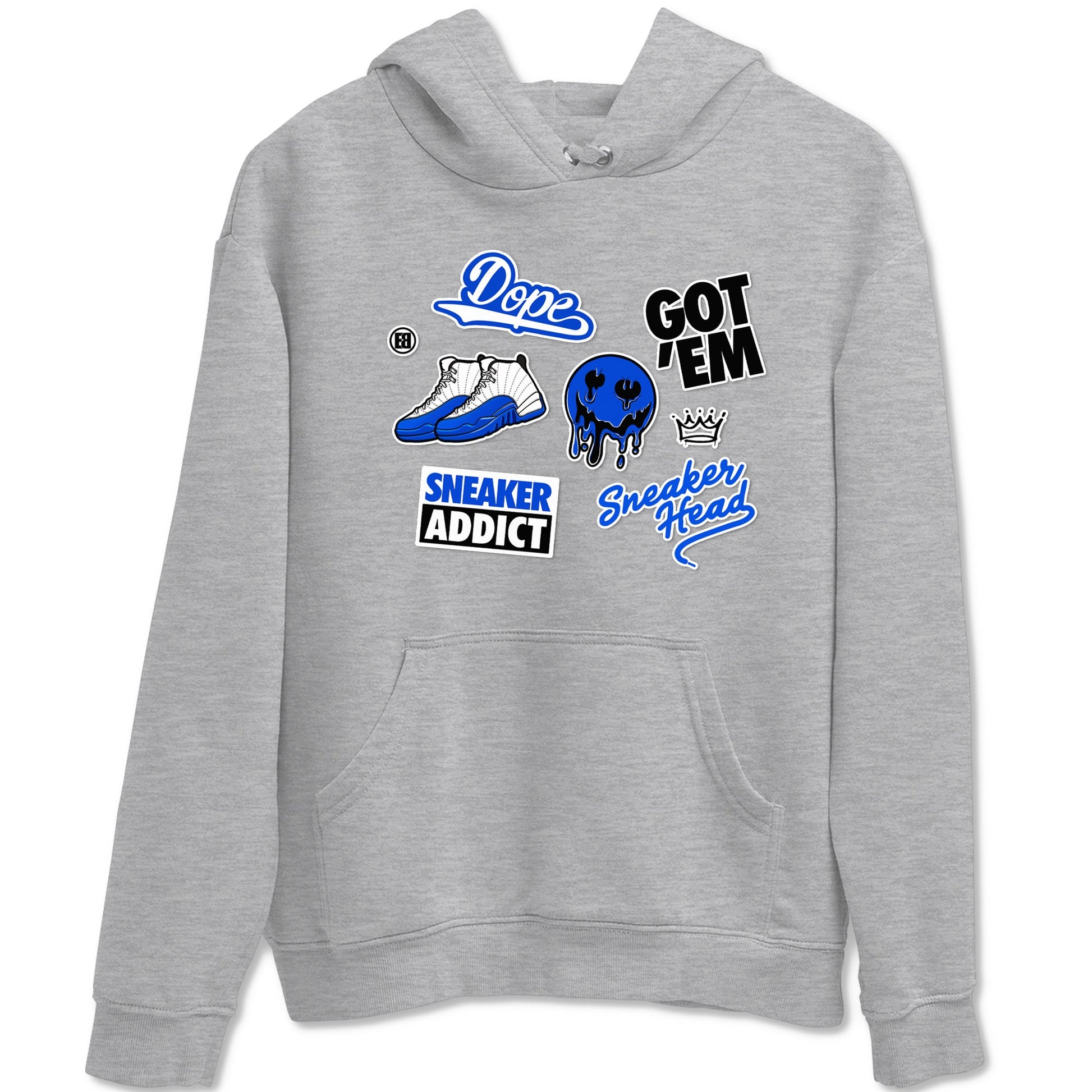 12s Blueberry shirts to match jordans Sneakerhead Sticker sneaker match tees Air Jordan 12 White Game Royal match shoes to clothes SNRT Sneaker Tees unisex cotton Heather Grey 2 shirts