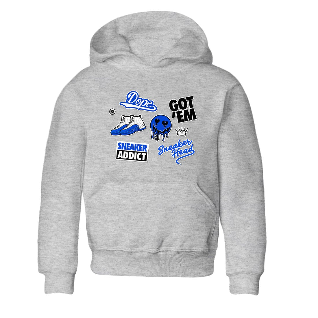 12s Blueberry shirts to match jordans Sneakerhead Sticker sneaker match tees Air Jordan 12 White Game Royal match shoes to clothes SNRT Sneaker Tees Youth Baby Heather Grey 2 tee