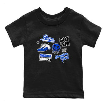 12s Blueberry shirts to match jordans Sneakerhead Sticker sneaker match tees Air Jordan 12 White Game Royal match shoes to clothes SNRT Sneaker Tees Youth Baby Black 2 tee