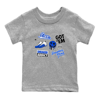 12s Blueberry shirts to match jordans Sneakerhead Sticker sneaker match tees Air Jordan 12 White Game Royal match shoes to clothes SNRT Sneaker Tees Youth Baby Heather Grey 2 tee