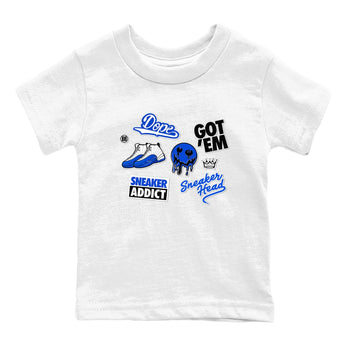 12s Blueberry shirts to match jordans Sneakerhead Sticker sneaker match tees Air Jordan 12 White Game Royal match shoes to clothes SNRT Sneaker Tees Youth Baby White 2 tee