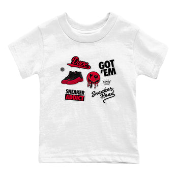 12s Flu Game shirts to match jordans Sneakerhead Sticker sneaker match tees Air Jordan 12 Retro Flu Game match shoes to clothes SNRT Sneaker Tees Youth Baby White 2 tee