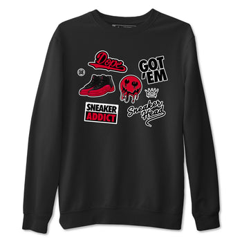 12s Flu Game shirts to match jordans Sneakerhead Sticker sneaker match tees Air Jordan 12 Retro Flu Game match shoes to clothes SNRT Sneaker Tees unisex cotton Black 2 shirts