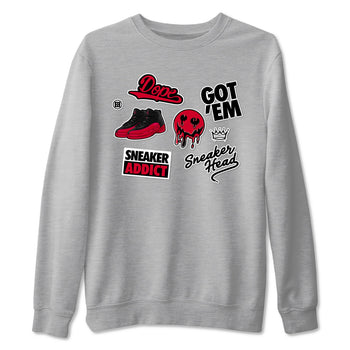 12s Flu Game shirts to match jordans Sneakerhead Sticker sneaker match tees Air Jordan 12 Retro Flu Game match shoes to clothes SNRT Sneaker Tees unisex cotton Heather Grey 2 shirts