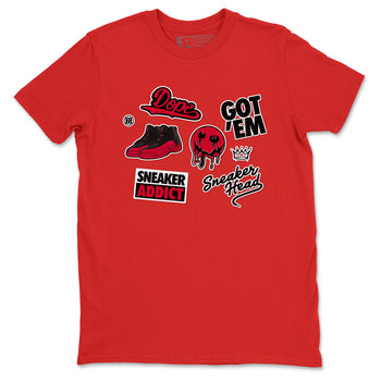 12s Flu Game shirts to match jordans Sneakerhead Sticker sneaker match tees Air Jordan 12 Retro Flu Game match shoes to clothes SNRT Sneaker Tees unisex cotton Red 2 shirts