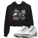 3s Cement Grey shirts to match jordans Sneakerhead Sticker sneaker match tees Air Jordan 3 Cement Grey SNRT Sneaker Release Tees unisex cotton Black 1 Crop Shirts