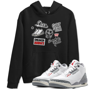 3s Cement Grey shirts to match jordans Sneakerhead Sticker sneaker match tees Air Jordan 3 Cement Grey SNRT Sneaker Release Tees unisex cotton Black 1 crew neck shirts